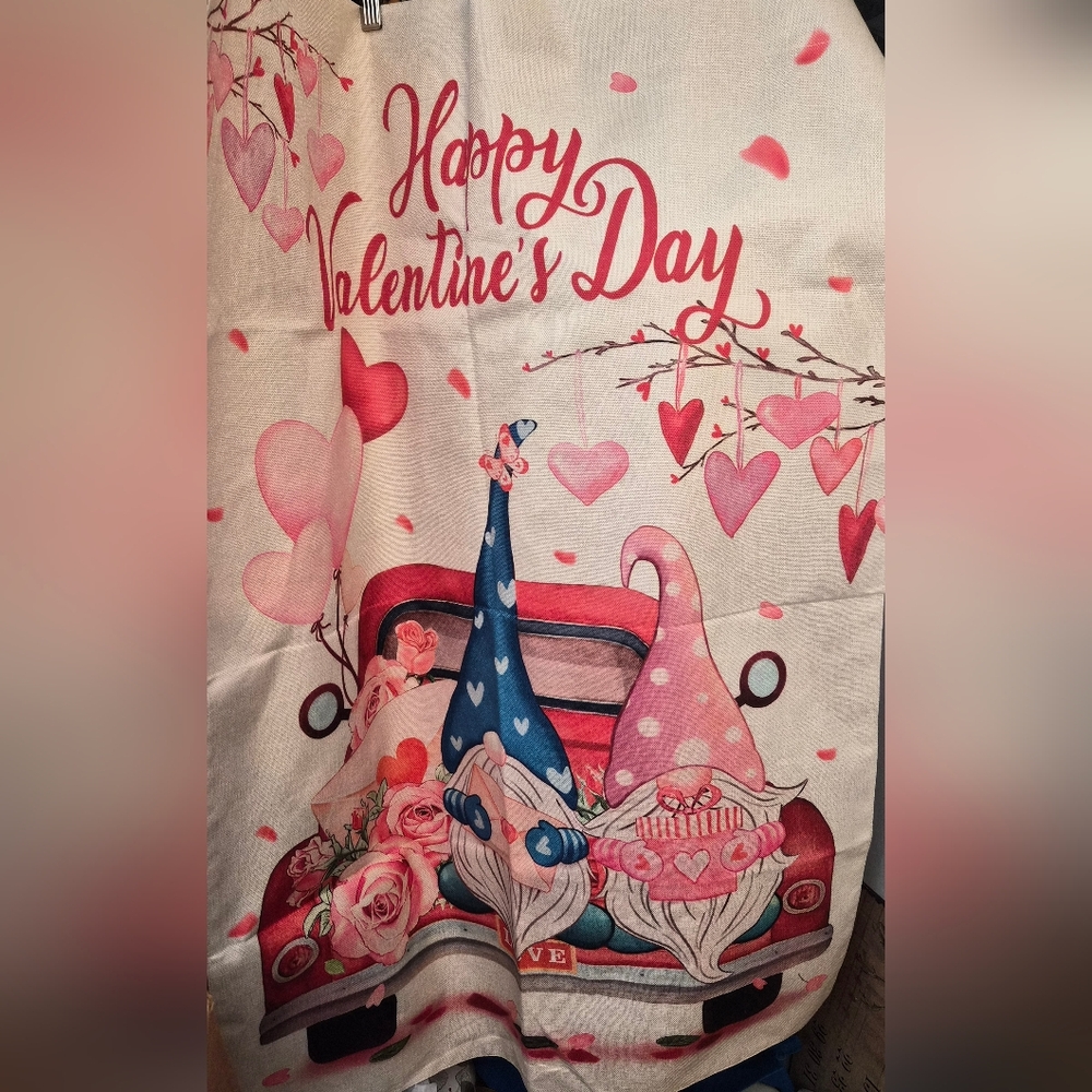 Valentine's Day Gnome Tapestry Flag Thivk Reversible
